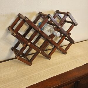 Vintage Wooden Expandible 10 Bottle Circa 70's - 80's